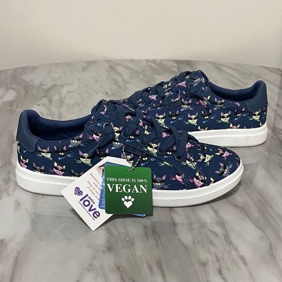 NWT BOBS from Skechers Windy Kitty Cat Print Sneakers Navy Blue Memory Foam 7.5 - Picture 14 of 14